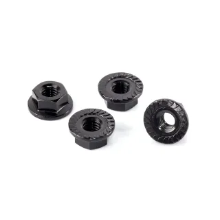 T216 Alu Serrate Flanged Wheel Nut M4 (Black/4Pcs)