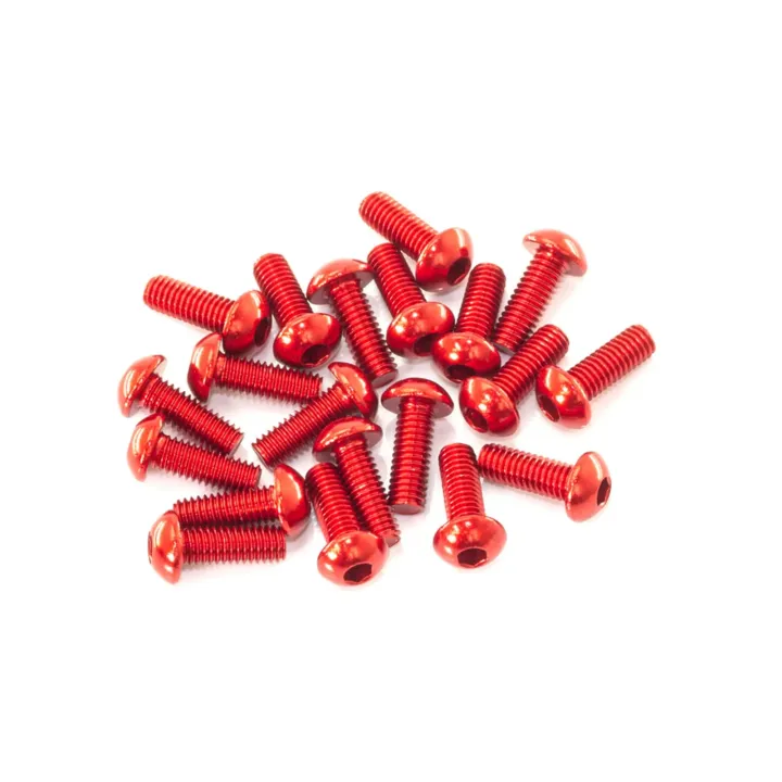 B01308-AR M3X8mm Alu Button Head Screw (Red/20Pcs)
