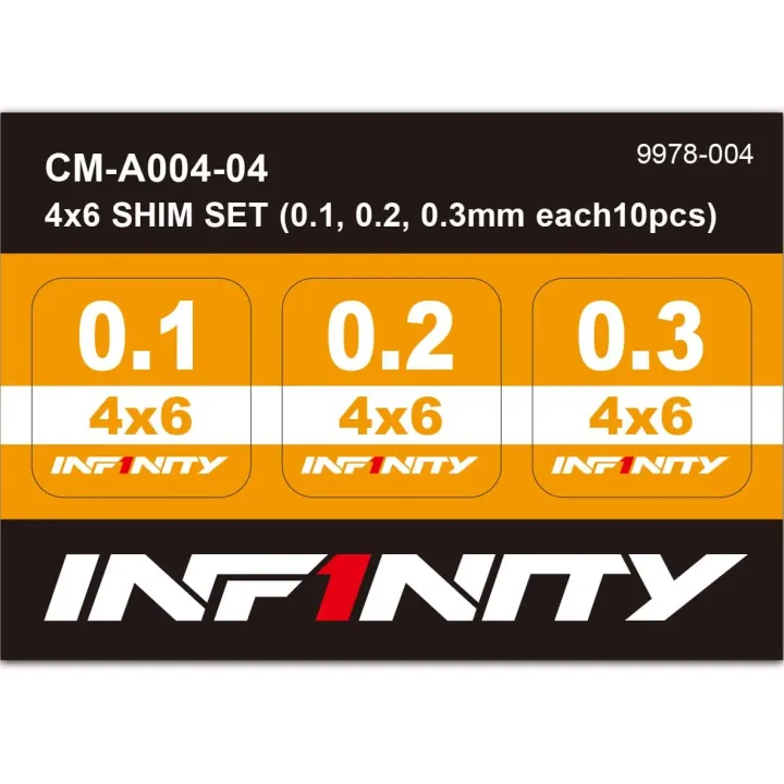 CM-A004-04 4X6 Shim Set (0.1, 0.2, 0.3mm Each10Pcs) − InfinityRC